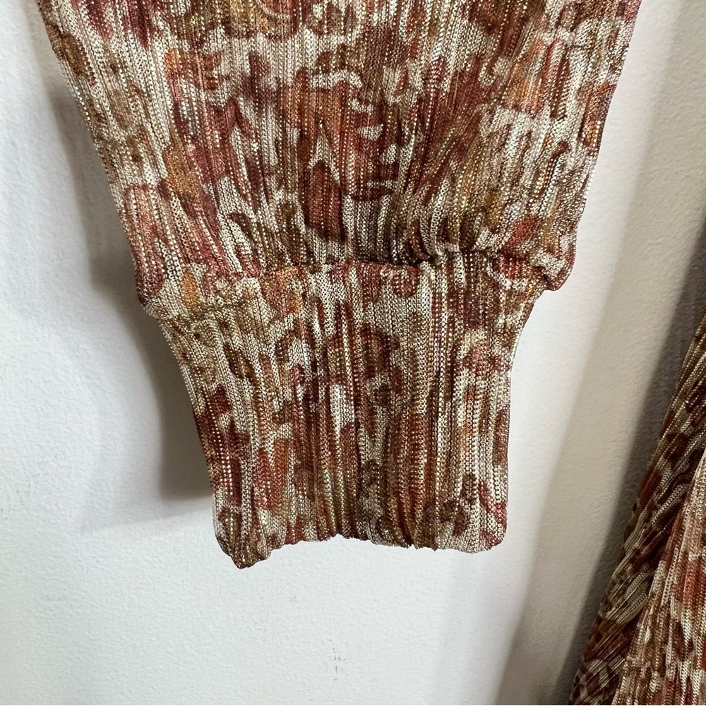 NWT Ted Baker London DEBBIX printed long sleeve sheer brown floral dress US 6 - Picture 15 of 17
